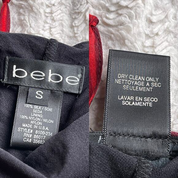 bebe 100% silk rose floral print halter slip dress slipdress fairy roses red S - Picture 4 of 16